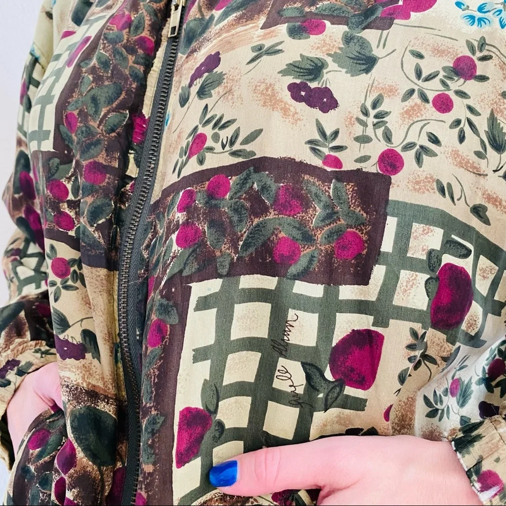 Vintage studio sportif 100% SILK ZIP LIGHT BOMBER JACKET Windbreaker Patchwork - Picture 6 of 10